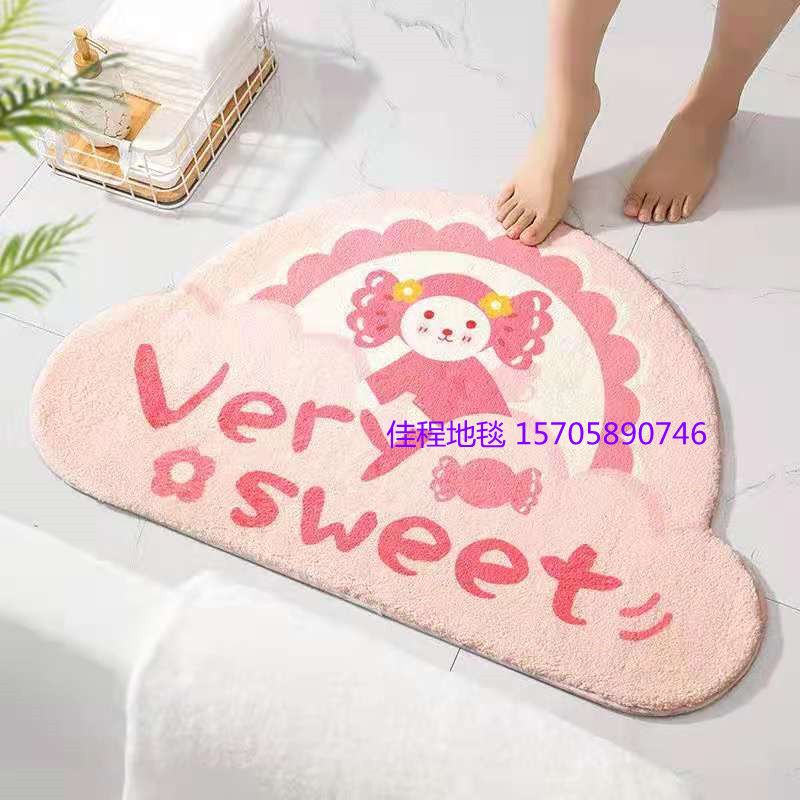 Cheap style - New semi-circular velvet printed mat, fluffy special-shaped mat, cloud floor mat, new floor mat, imitation cashmere door mat, anti-slip mat, with a regular mix of 5-6 patterns Item Picture