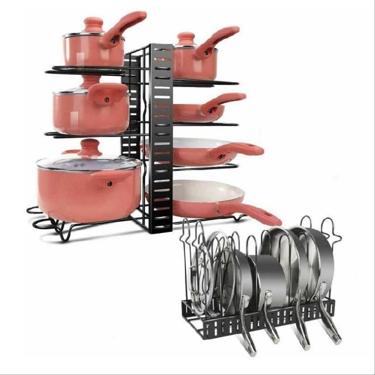Multi-layer storage rack for all kinds of POTS in kitchen.