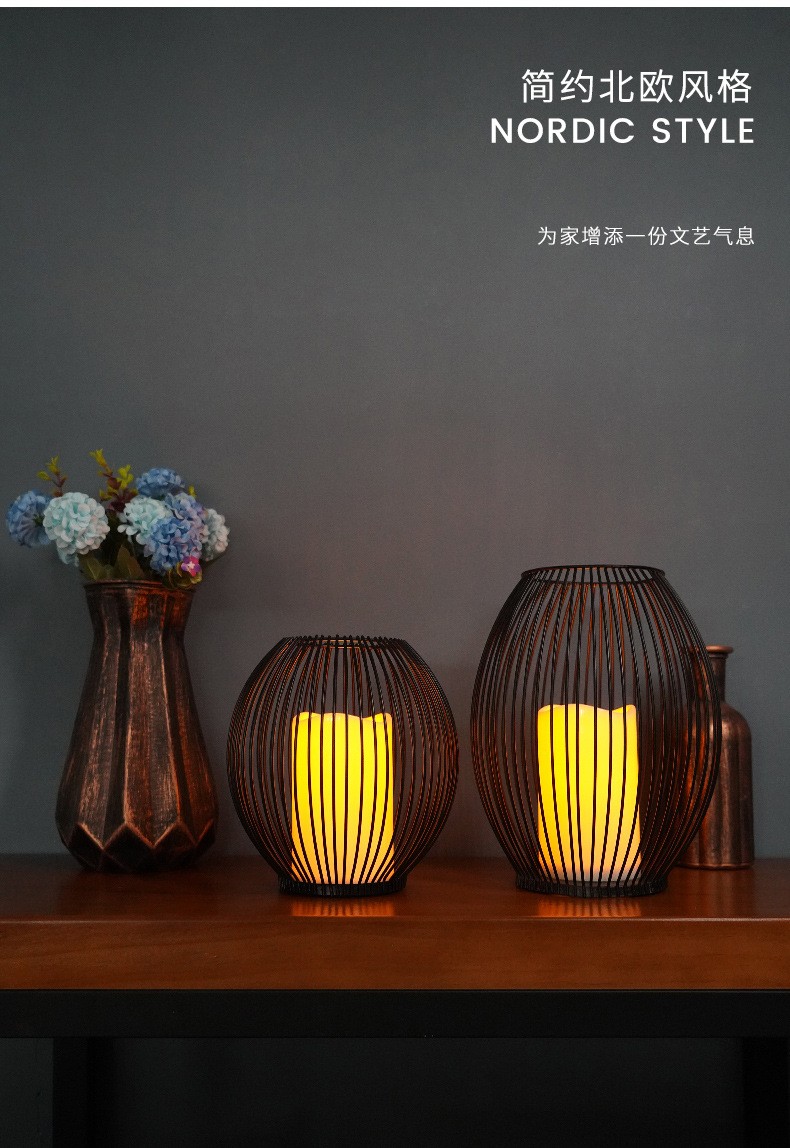 Nordic minimalist iron candlestick decoration, led simulation candle holder, coffee restaurant, creative indoor home craft detail image 3