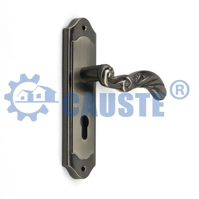 Iron panel and aluminum handle door lock