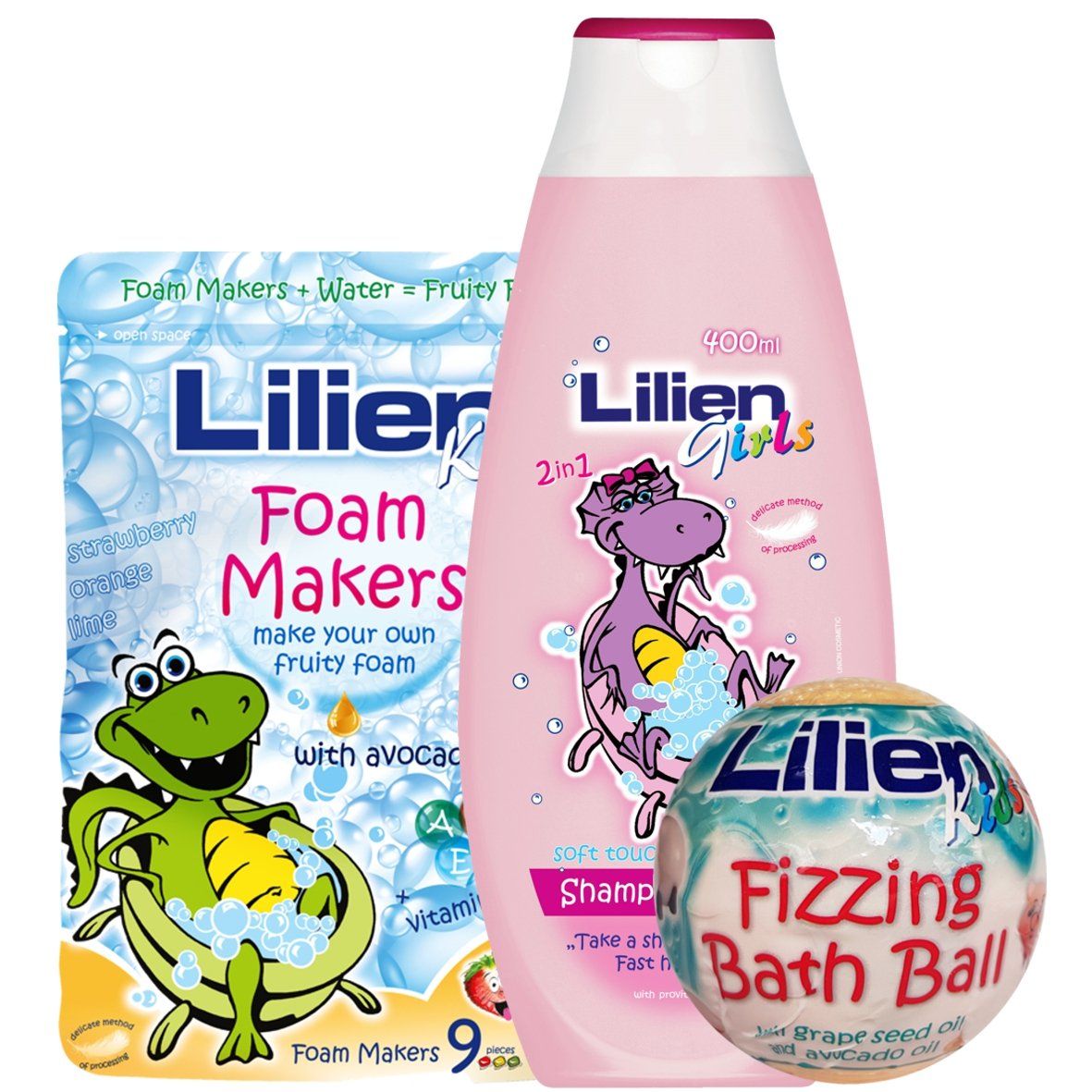 捷克进口Lilien莉莉恩儿童洗护系列男孩2合1沐浴洗发400 ml白底实物图