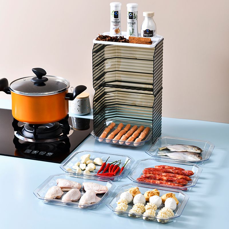 One-piece delivery kitchen side dish plate, home side dish magic tool, wall-mounted storage rack, home vegetable tray, multi-layer dish preparation plate, no need for drilling details Picture