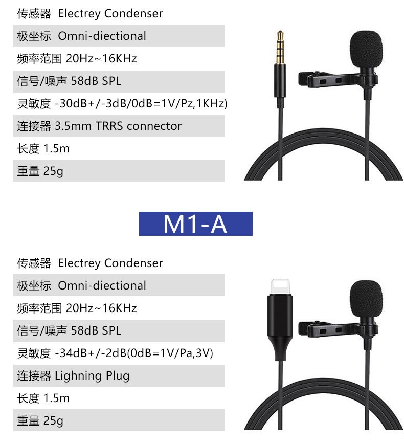 适用苹果手机领夹麦克风小话筒 相机直播视频会议采访K歌麦厂家详情图15