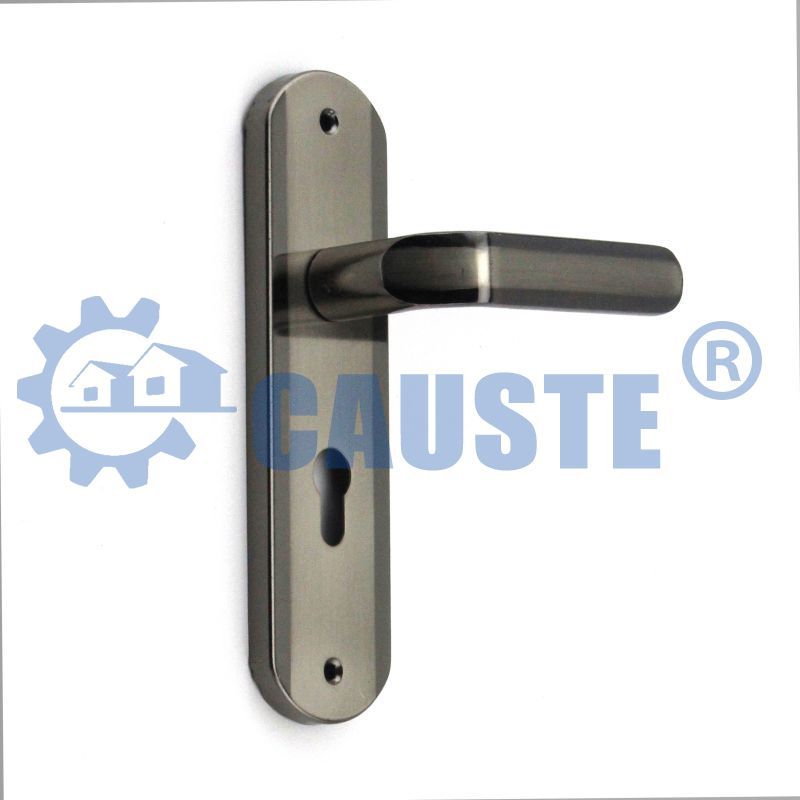 Black iron panel door handle with door lock die-cast aluminum handle lock