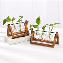 Creative wooden frame Hydroponic plant glass vase wooden frame