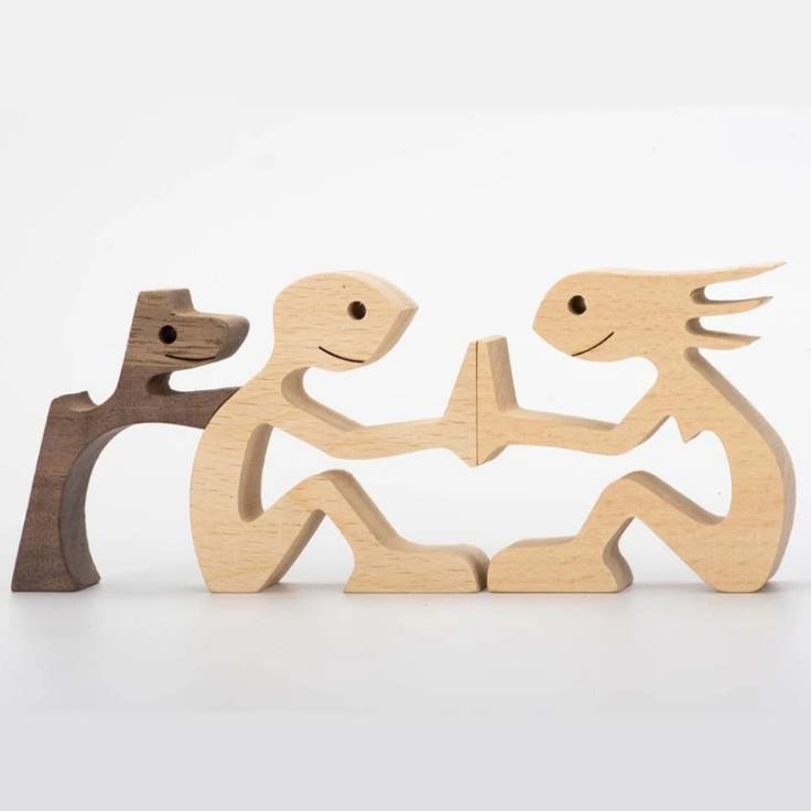 Wooden puppy home office desktop Nordic decoration detail image 1