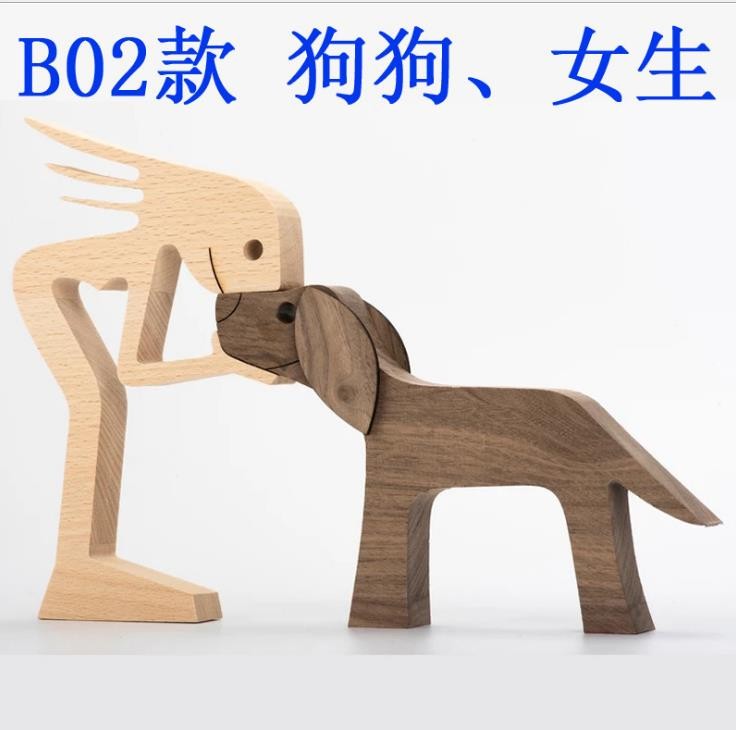 Wooden puppy home office desktop Nordic decoration detail image 5
