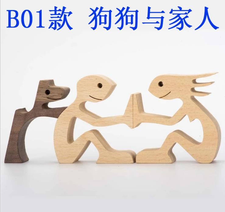 Wooden puppy home office desktop Nordic decoration detail image 3