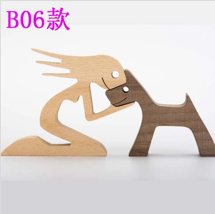 Wooden puppy home office desktop Nordic decoration detail image 4