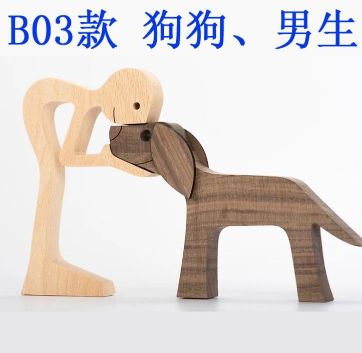 Wooden puppy home office desktop Nordic decoration detail image 2