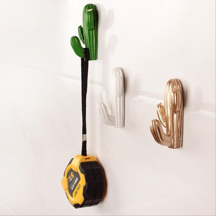 Wholesale creative home resin cactus decoration key sticky hook