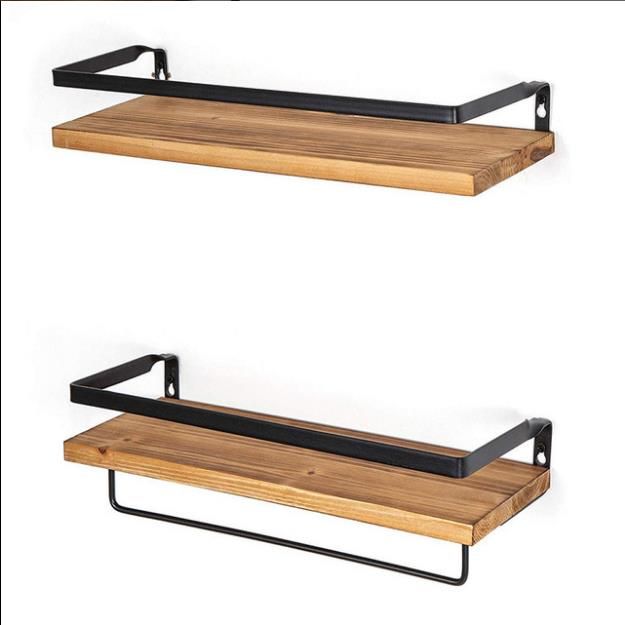 Bathroom wall shelf Wooden storage shelf