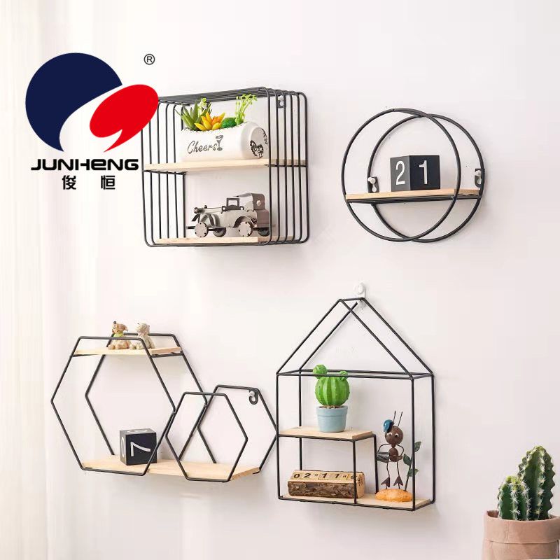 Nordic ironwork wall display rack, a creative living room storage wonder, wall-mounted study decoration rack Application Scenario