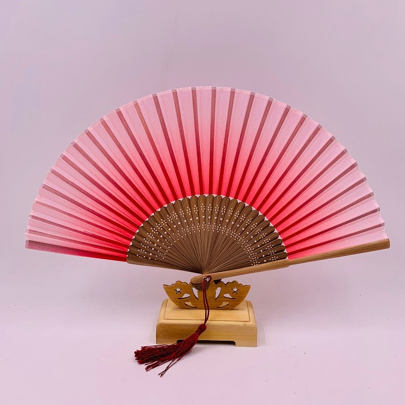 素面折扇日韩系竹扇工艺礼品扇头青竹扇渐变色折扇扇骨镂空折扇详情图2