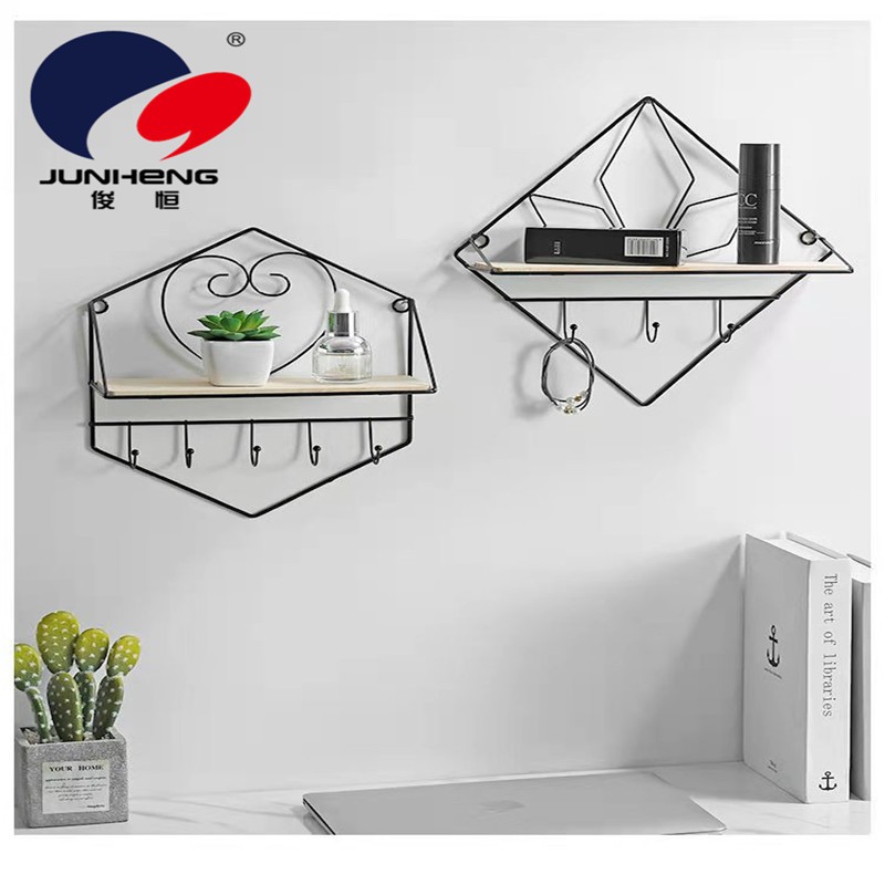 Nordic ironwork wall display rack, a creative living room storage wonder, wall-mounted study decoration rack pic 5
