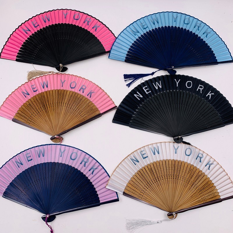 扇子欧美风 竹扇定制折扇网红扇广告扇镂空扇骨烤漆边扇详情图1