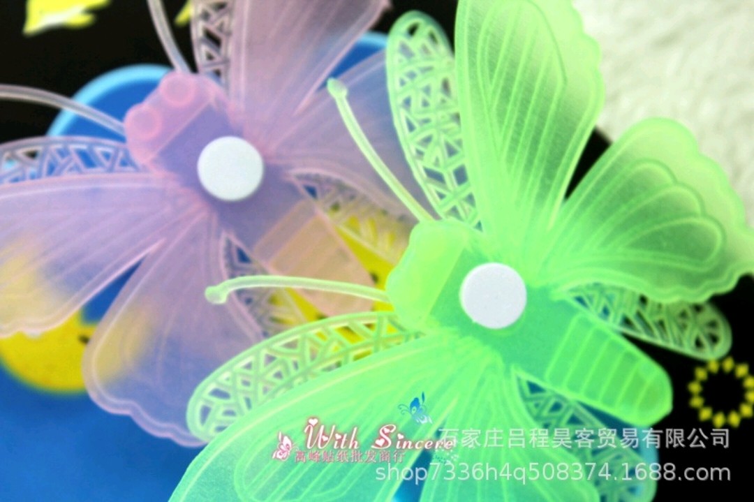 夜光蝴蝶仿真蝴蝶塑胶工艺品3D立体夜光蝴蝶墙贴批发详情图1