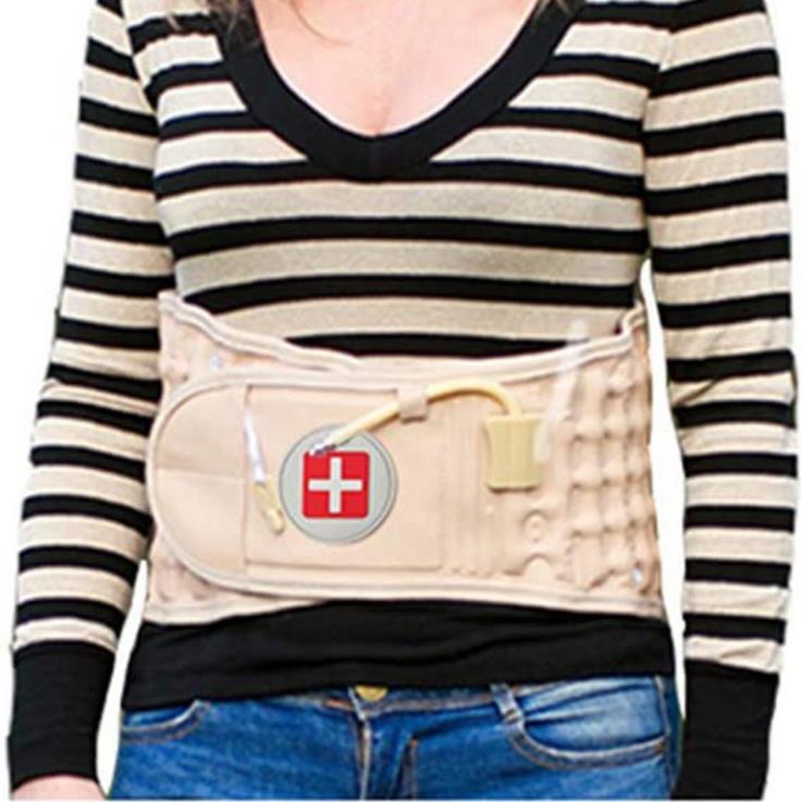 Inflatable lumbar compression belt retractor