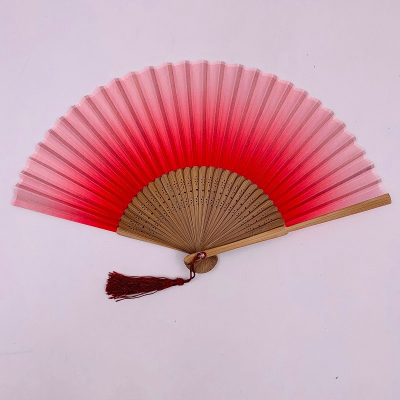 素面折扇日韩系竹扇工艺礼品扇头青竹扇渐变色折扇扇骨镂空折扇详情图3