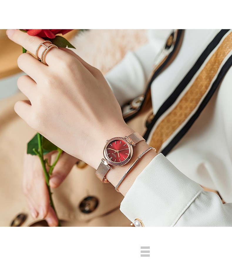Yiwu Good Goods s Korean Version Girls' Network Ribbon Waterproof Fashionable White-collar Quartz Watch JA-1284 detail image 7