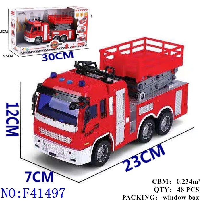 Inertia sprinkler fire truck children's toys sprinkler boy simulation model toy car spread gifts toys with light music inertial sprinkler lift F41497