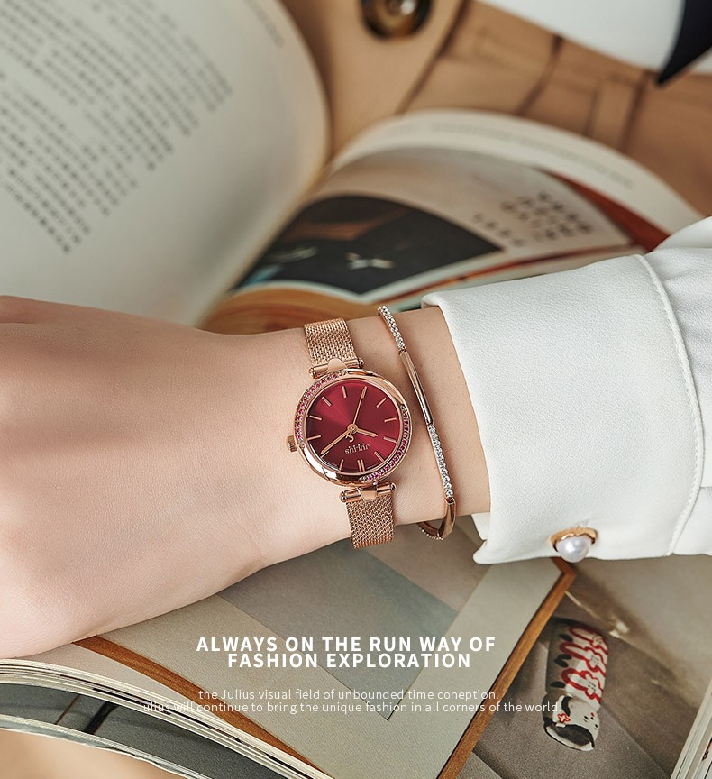 Yiwu Good Goods s Korean Version Girls' Network Ribbon Waterproof Fashionable White-collar Quartz Watch JA-1284 detail image 6