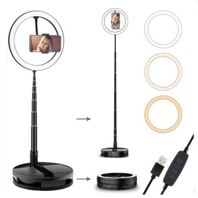 Mobile phone live fill light LED with makeup mirror ring light anchor beauty shining artifact floor table stand