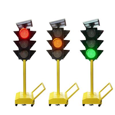 交通信号灯太阳能移动红绿灯200mm四向通行红绿指示灯LED圆盘