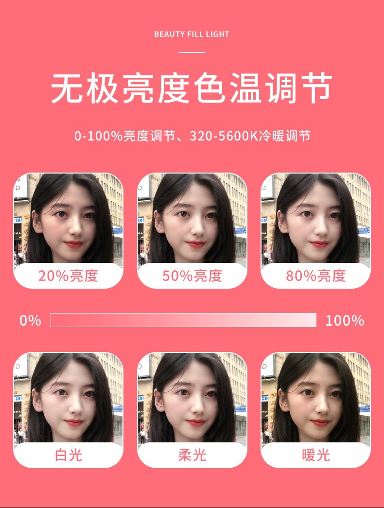 G2直播支架补光灯 一体式折叠 美颜环形LED灯 主播直播手机支架详情图6