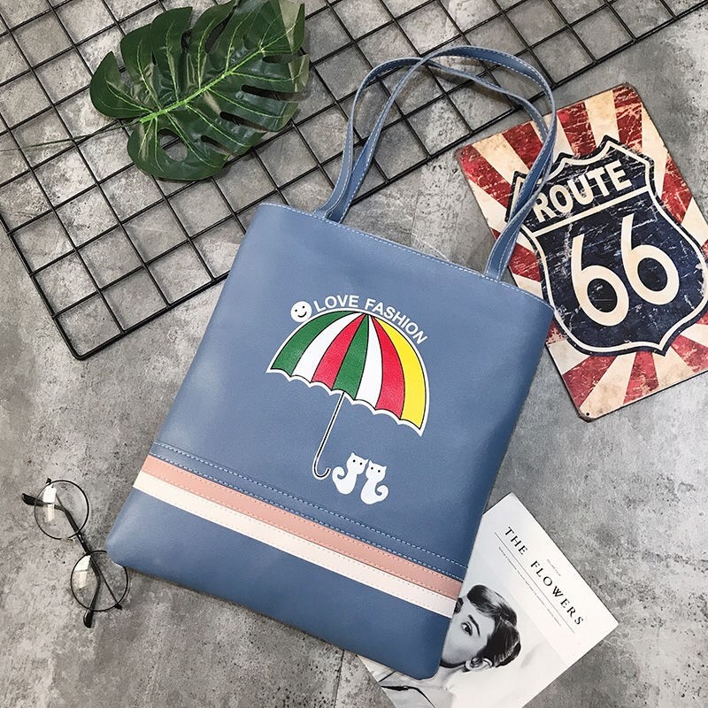 11525 简约pu单肩包女新款原宿风彩虹百搭手提包文艺简约学生详情图5