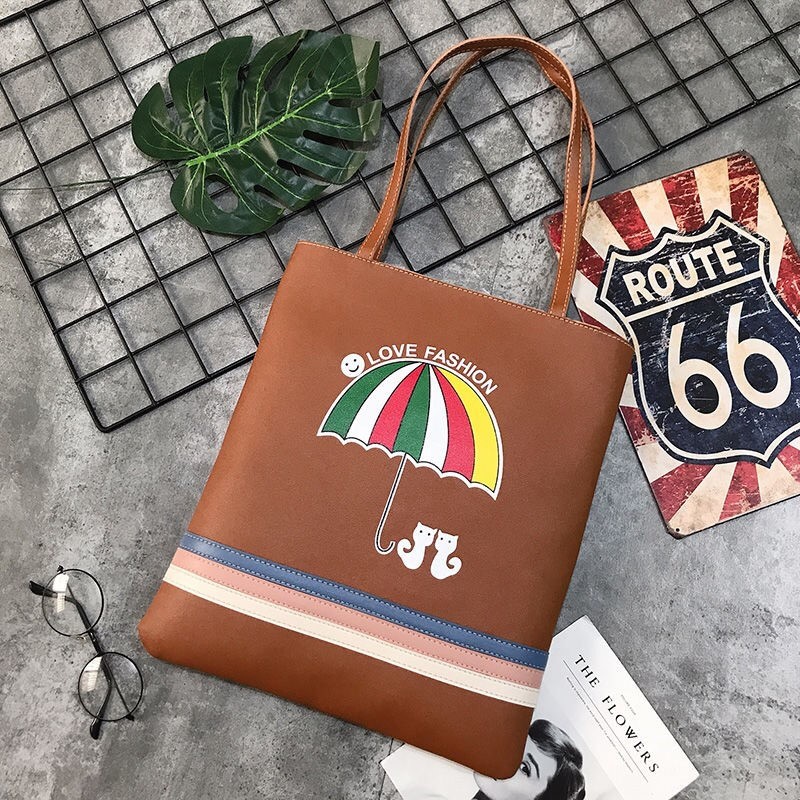 11525 简约pu单肩包女新款原宿风彩虹百搭手提包文艺简约学生详情图4