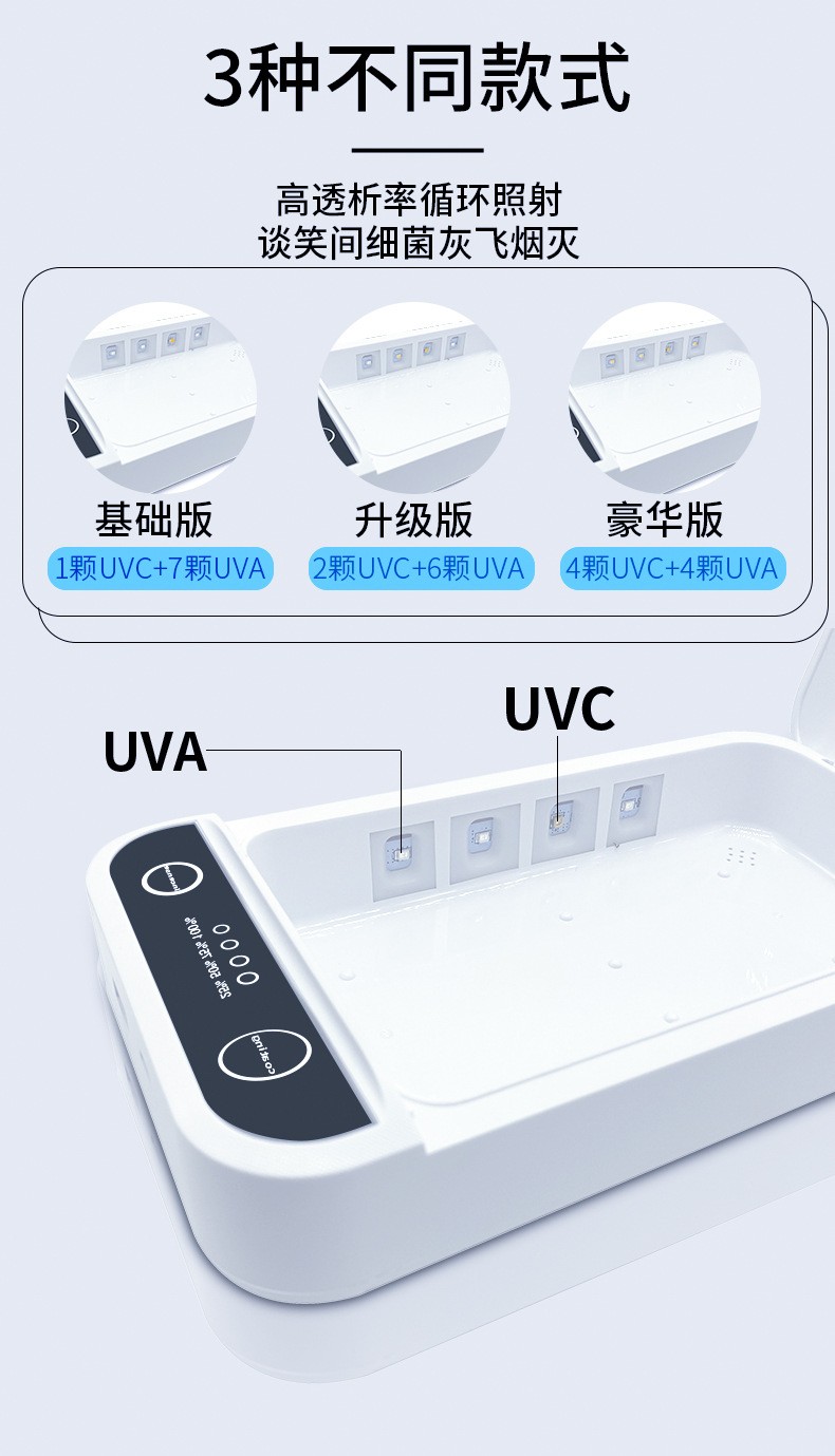 紫外线便携式手机消毒盒 手机紫外线消毒口罩消毒器杀菌盒充电款详情图9