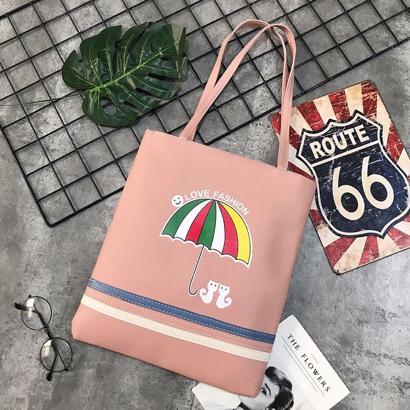 11525 简约pu单肩包女新款原宿风彩虹百搭手提包文艺简约学生图