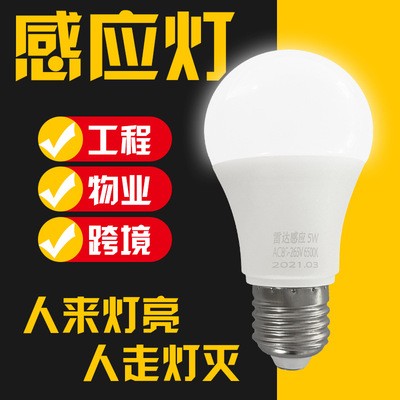 感应灯泡红外线人体雷达感应声光控led智能自动圆灯走廊过道楼梯详情图1