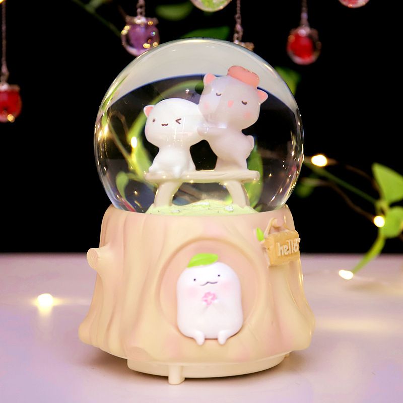 Jam Jam Cat crystal Ball Music box Girl music box best friend children Lovers girlfriend birthday Christmas present full figure