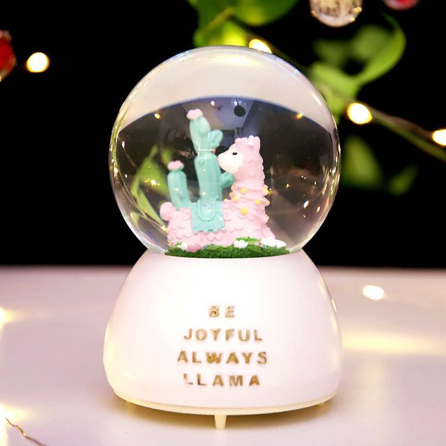 Creative gift Alpaca girl heart cartoon cute crystal ball music box Music box birthday gift for girls Item Picture