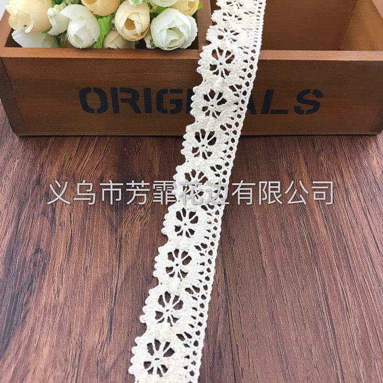 Factory direct sales: 3 cm cotton thread lace, milk silk polyester embroidery lace, suitable accessories for clothing, accessories and handicrafts details Picture