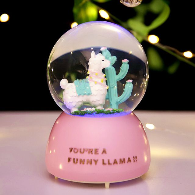 Creative gift Alpaca girl heart cartoon cute crystal ball music box Music box birthday gift for girls full figure