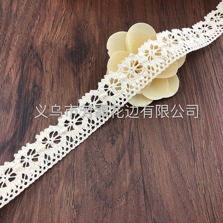 Factory direct sales: 3 cm cotton thread lace, milk silk polyester embroidery lace, suitable accessories for clothing, accessories and handicrafts Specification image