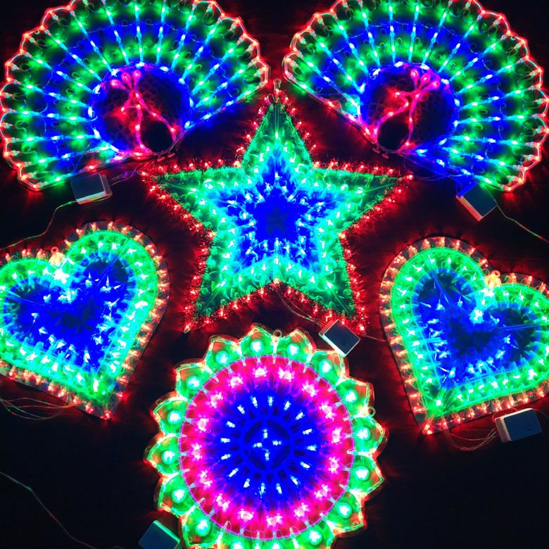 LED lamp Peacock lamp love lamp five-pointed star sun lamp string room Christmas wedding party plug-in decorative lamp