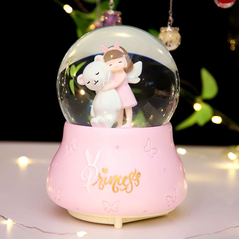 Cartoon angel Bear Crystal Ball music box Princess Aisha music box little girl children's birthday gift decorations full figure