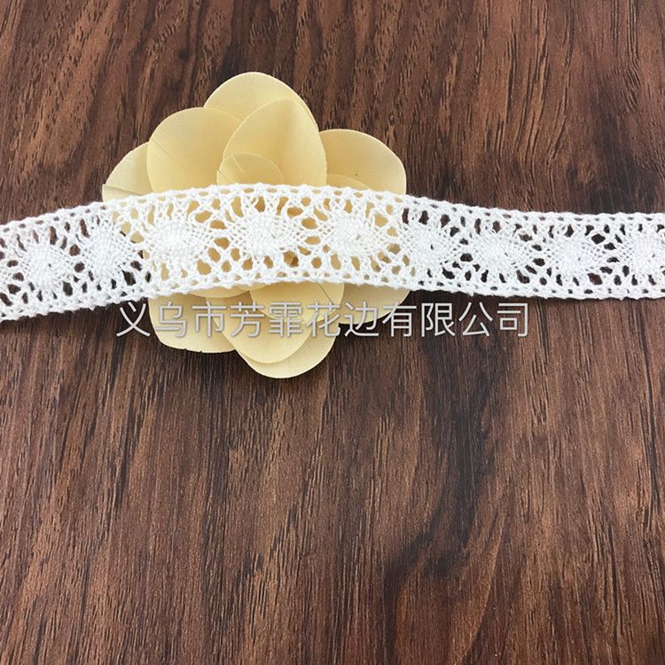 Factory direct sales of 2.5 cm cotton thread lace, milk silk polyester water-soluble embroidery lace accessories Application Scenario