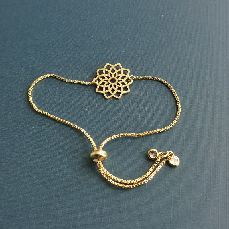 DIY stainless steel cut and hollowed-out lotus pendant necklace, titanium steel jewelry accessories, lotus bracelet pendant detail image 5