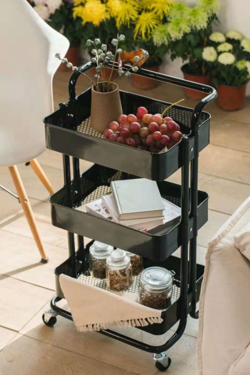 Three-layer handcart workbench, trolley and storage basket detail image 1