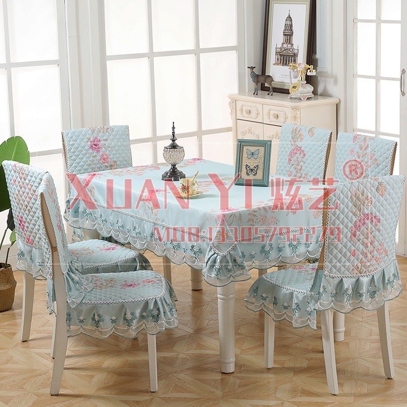 蕾丝椅子坐垫靠垫套加大欧式餐椅垫套装家用餐桌布圆桌布布艺包邮详情图2