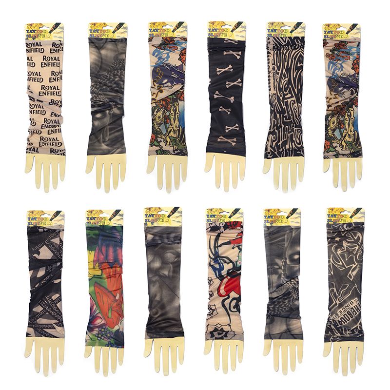 Sun protection tattoo oversleeve ice silk summer ice sleeve cycling driving flower arm sleeve women outdoor arm guard thumbnail