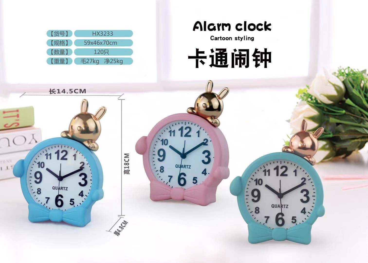 Creativo moda linda cabeza de dibujos animados despertador dormitorio cabecera niños dormir reloj de cuarzo detail image 1