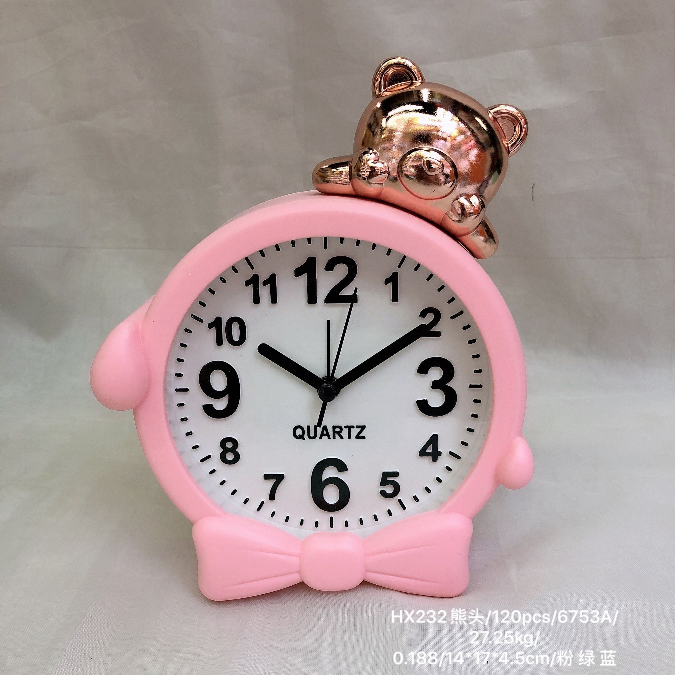 Creative, fashionable and cute cartoon head alarm clock, bedroom bedside children's sleep quartz clock