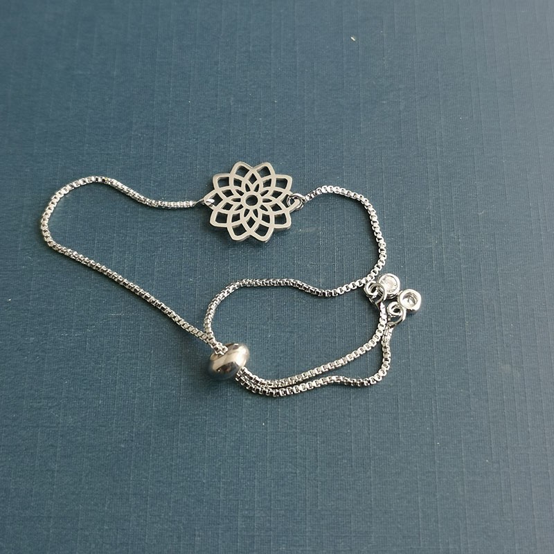 DIY stainless steel cut and hollowed-out lotus pendant necklace, titanium steel jewelry accessories, lotus bracelet pendant detail image 4