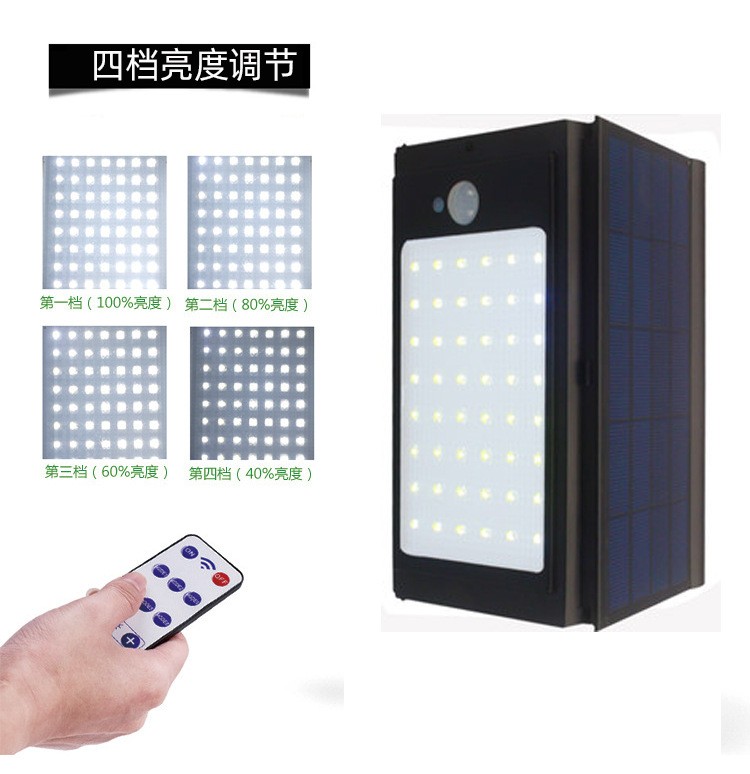 新款折叠太阳能户外灯48LED路灯人体感应灯超亮花园壁灯跨境电商详情图3
